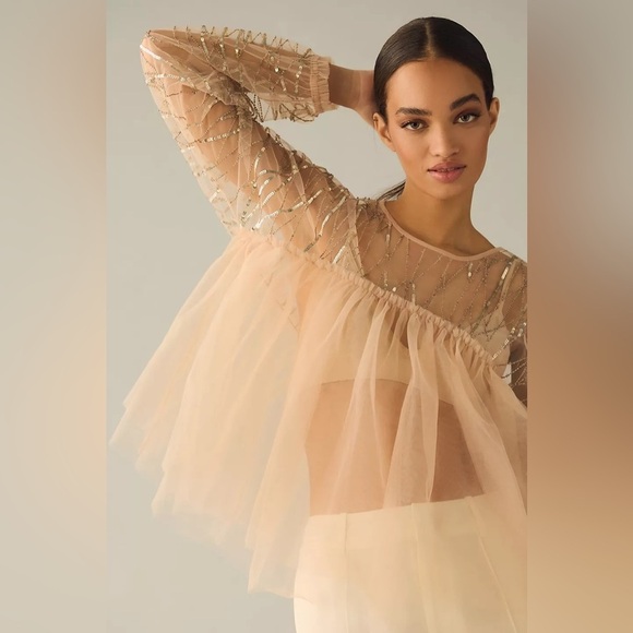 NWT Anthropologie Forever That Girl Embellished Sheer Top XS - Picture 7 of 7